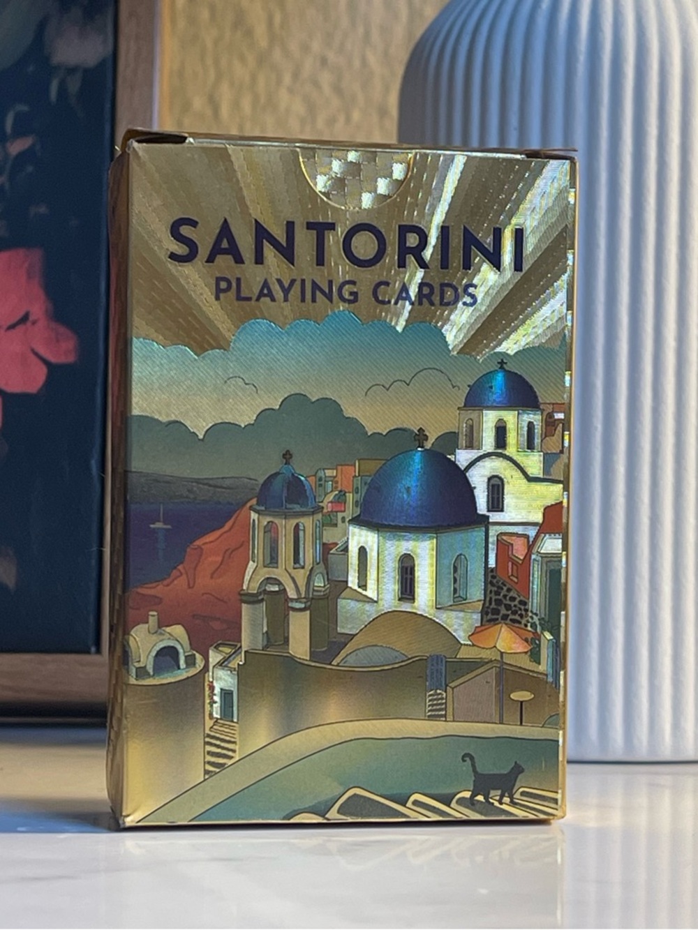 RARE!  From SANTORINI GREECE! Playing Cards - Gold & Blue Designer Deck